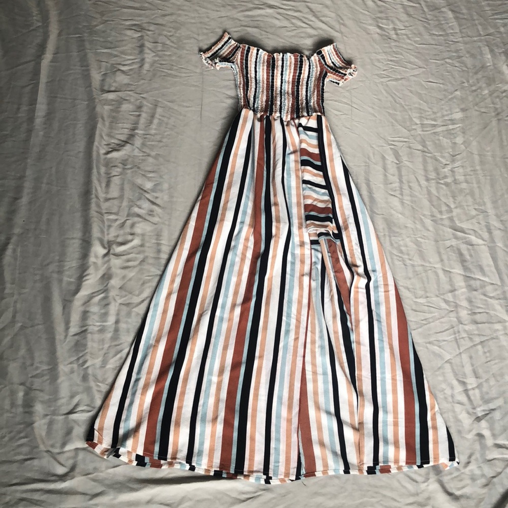 A dress with shorts incorporated, romper dress.